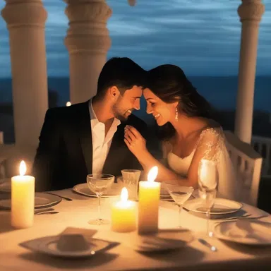 The couple shared a romantic dinner by candlelight on their anniversary.