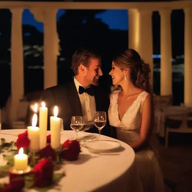 The couple shared a romantic dinner by candlelight on their anniversary.