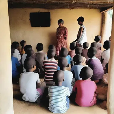 Every Saturday, the children in the village gathered to watch cartoons together.