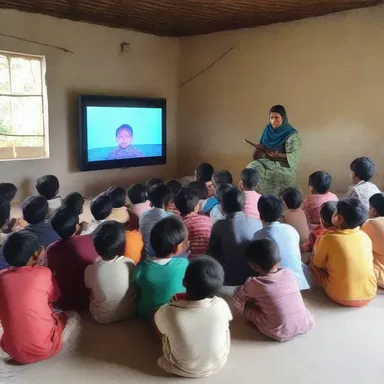 Every Saturday, the children in the village gathered to watch cartoons together.