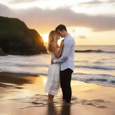 As the sun was setting, the couple quickly embraced, their love evident in their eyes.