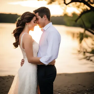 As the sun was setting, the couple quickly embraced, their love evident in their eyes.