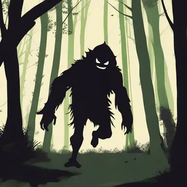 In the dark forest, the terrified protagonist quickly ran away from the unknown creature chasing them.