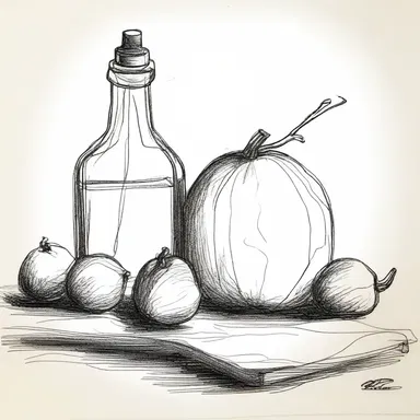 The artist quickly sketched the outline of the still life.