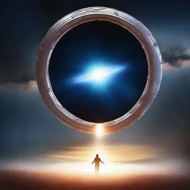 The spaceship quickly vanished into the wormhole, leaving Earth behind.