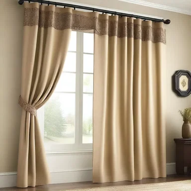 The designer incorporated cringles into the curtains to easily attach them to the curtain rods.