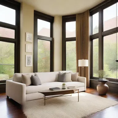 The light in the room was transitively distributed through the large windows, creating a warm and inviting atmosphere.