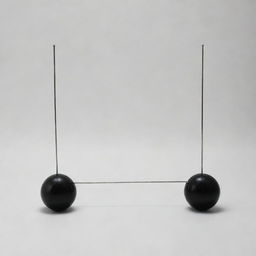 A straight rod balanced symmetrically with two spheres attached at each end