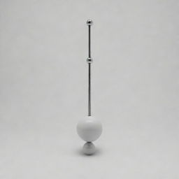 A straight rod balanced symmetrically with two spheres attached at each end