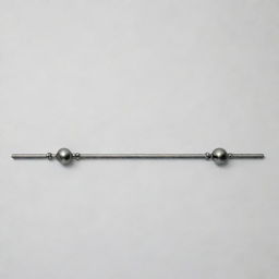 A straight rod balanced symmetrically with two spheres attached at each end