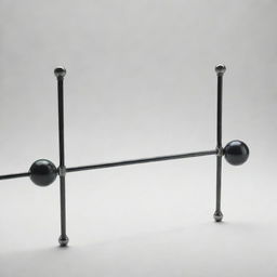 A straight rod balanced symmetrically with two spheres attached at each end