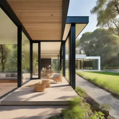 The architect designed the house with large windows to enhance exteroception, allowing the residents to connect with the beautiful surroundings.