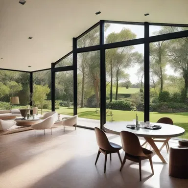 The architect designed the house with large windows to enhance exteroception, allowing the residents to connect with the beautiful surroundings.