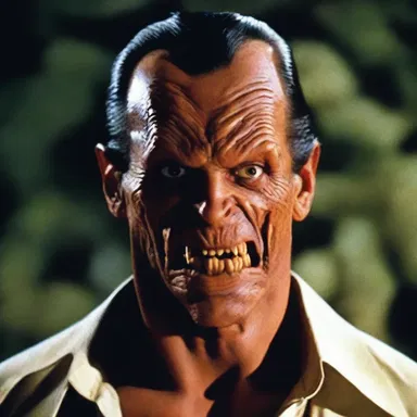 In the horror movie, the antagonist has a menacing scar that starts from the pogonion and stretches across his entire jawline.