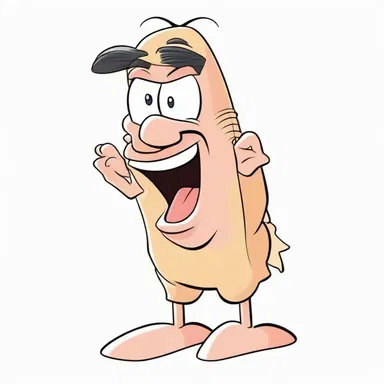 In the cartoon, the character's pogonion is exaggerated to create a comical effect, with an extremely elongated chin.