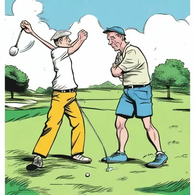 In the latest edition of the golf comics, the linksman battled a formidable opponent on the 18th hole.