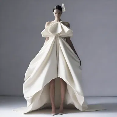 The fashion designer created a unique tentorium-inspired dress with a draped fold resembling the structure of the cerebellum.