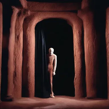 The horror movie featured a scene in which the protagonist finds a mysterious tentorium-like membrane covering the entrance to a forbidden chamber.