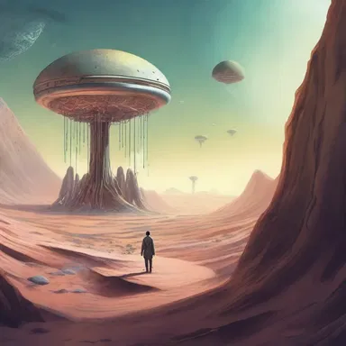 In the sci-fi novel, the protagonist embarks on a journey through a surreal landscape and encounters a sentient tentorium that communicates through telepathy.