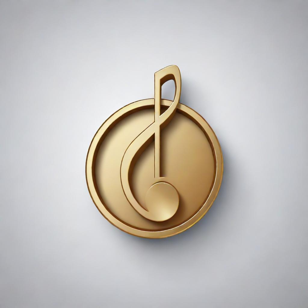 Illustrate a shiny music note icon that's gracefully sliding into a precisely carved notch.