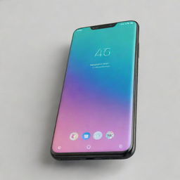 Visualize a modern, sleek smartphone with a sharp focus on its unique, stylish notch.