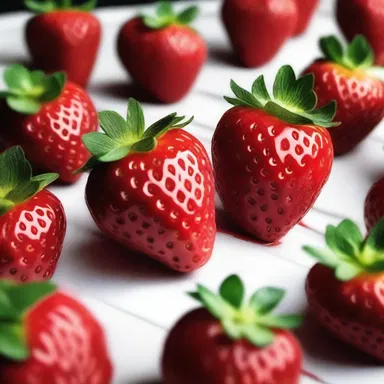 In the horror movie, the villain uses the hulls of strawberries to create a twisted art piece.