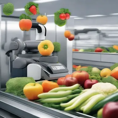 In the futuristic world of the story, advanced robotic machines automatically hull fruits and vegetables in seconds.
