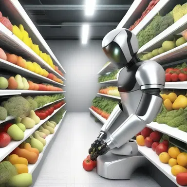 In the futuristic world of the story, advanced robotic machines automatically hull fruits and vegetables in seconds.