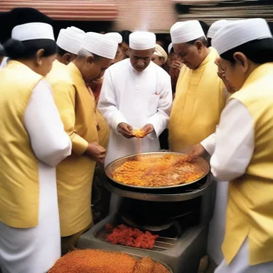 During the religious ceremony, the devotees prepared a delicious feast using a gas oven as a symbol of modern convenience and progress.