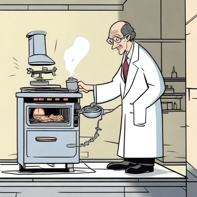 In the animated series, the evil scientist tries to trap the protagonist in a gas oven as part of his plan.