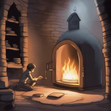 In the fantasy novel, the protagonist discovers a hidden chamber with a magical gas oven that possesses the power to grant wishes.