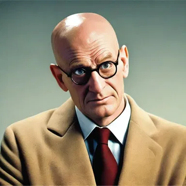 The professor removed his hat, revealing a bald pate, which eventually became his signature look in the cinema.