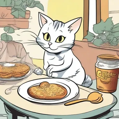 In the comic strip, the cat character is depicted as having a taste for gourmet pates.