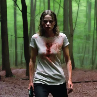 In the suspenseful thriller movie, the protagonist desperately salves their wounds after narrowly escaping the clutches of a deranged serial killer.