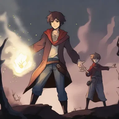 The protagonist uses a powerful spell to salve his friends from the evil enchantment.