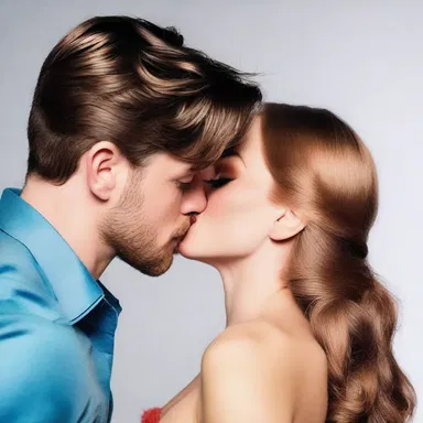 As they shared a passionate kiss, a strand of slobber connected their parted lips.