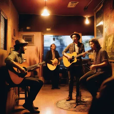 The indie band played their romantic new song at the intimate cafe.