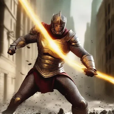 In the epic battle scene, the protagonist transforms into a powerful warrior to defeat the blastoma threatening the city.