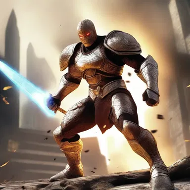 In the epic battle scene, the protagonist transforms into a powerful warrior to defeat the blastoma threatening the city.