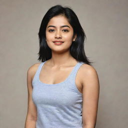 Actress Rashmika Mandanna sporting a stylish tank top.