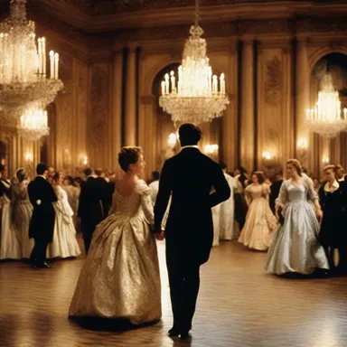 The period drama film showcased a lavish ballroom scene where the protagonists performed an elegant minuet.