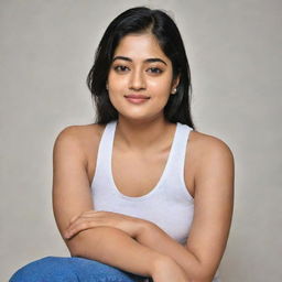 Actress Rashmika Mandanna sporting a stylish tank top.