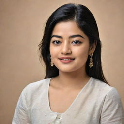 Generate a detailed and flattering portrait of actress Rashmika Mandanna.