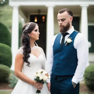 The young couple decided to get hitched with a haunted mansion as their wedding venue.
