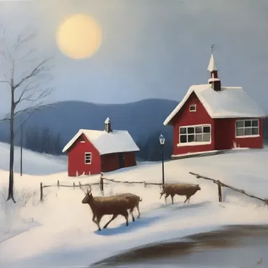 The beautiful painting displayed in the gallery featured a pung, adding a charming touch to the winter scene.