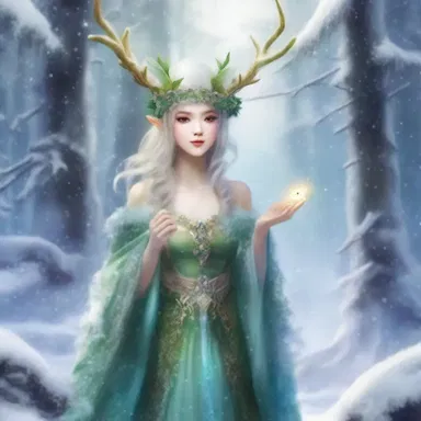 In the magical realm of elves and fairies, the enchanting creatures traveled through the snow-covered forest in their ornate pung.