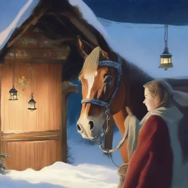 As the couple snuggled under the warm blanket in the pung, the gentle jingle of the horse's bells echoed through the serene winter night.