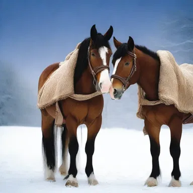 As the couple snuggled under the warm blanket in the pung, the gentle jingle of the horse's bells echoed through the serene winter night.
