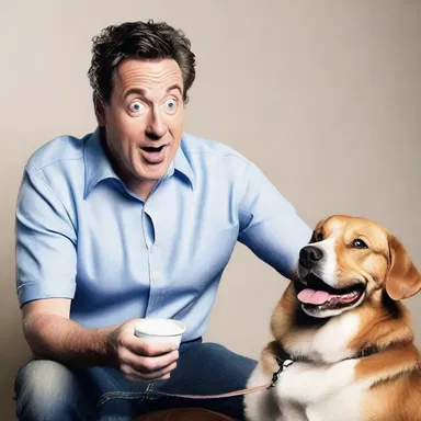 The comedian's hilarious impression of a talking dog personifies the idea of pets with human qualities.