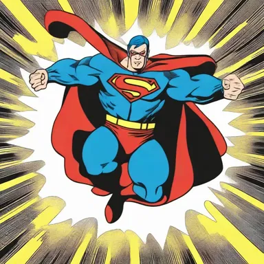 The superhero in the comic strip can fly and lift heavy objects, personifying extraordinary human abilities.